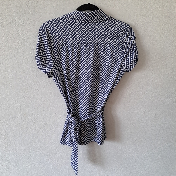 International Concepts Navy Blue & White Print Blouse - Picture 5 of 5